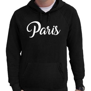 Parijs tekst hoodie Paris zwart voor heren - zwarte Paris sweater/trui met capuchon S