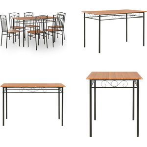 vidaXL 7-delige Eethoek MDF en staal bruin - Eetkamertafel En -stoel - Eetkamertafels En -stoelen - Tafel - Tafels