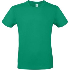 Set van 2x stuks groen basic t-shirt met ronde hals voor heren - katoen - 145 grams - groene shirts / kleding, maat: L (52)