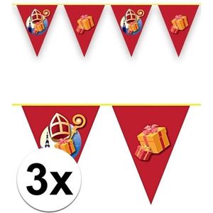 3x Sinterklaas slinger / vlaggenlijn - 1000 cm - Sint versiering