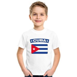 T-shirt met Cubaanse vlag wit kinderen 134/140