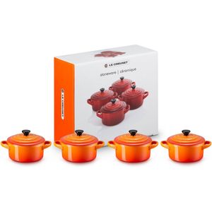 Le Creuset Aardewerken mini braadpan set in Oranjerood 10cm 0,25l