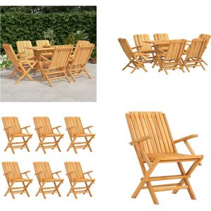vidaXL 7-delige Tuinset massief teakhout - Tuinset - Tuinsets - Eethoek - Buitenset