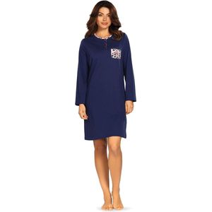 Comtessa Nachthemd 'Snugly Time' - Dames Nachtmode - Lange Mouw - Donker Blauw - Maat 46