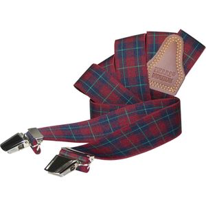 Pierre Mouton Tartan Bretel - Bretels - Volwassenen - Heren - Bordeaux - 120cm - 3 brede clips - M - L