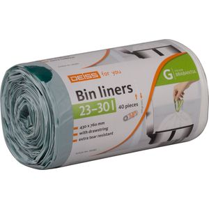 Afvalzakken met trekkoord 23 - 30 liter 43 x 76 cm wit 40 stuks