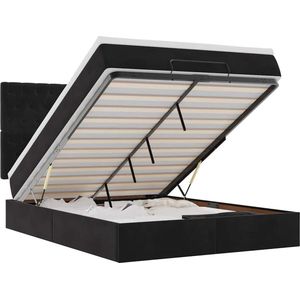 vidaXL - Ottoman - bed - met - matrassen - 140x190cm - fluweel - zwart