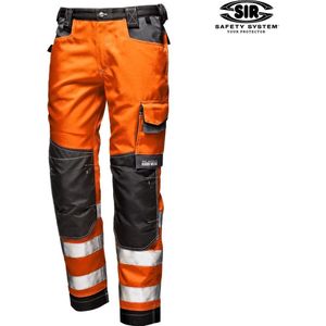 SIR SAFETY RUSH Hi Vis Reflecterend Werkbroek HEREN Veiligheidsbroek Oranje - Met Kniezak - Met Holsterzakken - Verstelbare Lengte