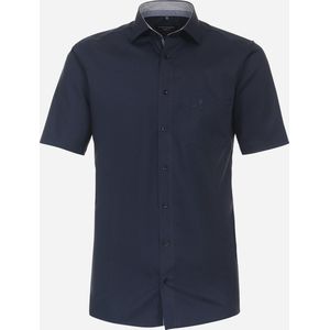 CASA MODA modern fit overhemd - korte mouw - popeline - blauw - Strijkvrij - Boordmaat: 43