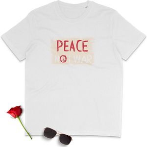 T Shirt Heren - Vrede Geen Oorlog - Korte Mouw -  Wit - Maat XL