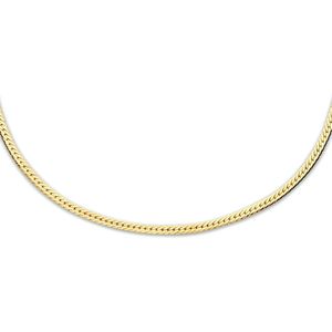 Collier Slang Plat 1,7 Mm 40 + 5 Cm 3 Micron Zilver Verguld (Geel)