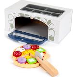 Houten keuken speelgoed - pizza oven - met ingrediënten en keukengerei - 29x16x12 cm