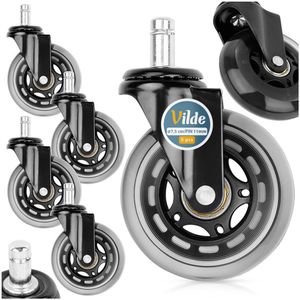 Bureaustoel Wieltjes Rubber 7,5 cm / 11 mm 5 stuks - Bureaustoelwielen - Wieltjes voor Stoelen