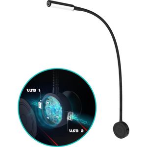 Bolt Electronics® BLLIQ2011 Leeslamp 1 stuk –  Bedlamp met 2 USB's  - Nachtlampje voor Volwassenen - Wandlamp met Dimfunctie - Kantelbaar - 360 °C rotatie - Duurzaam Verlichting - Zwart