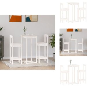 vidaXL Barset - Barsets - Pubset - Bistroset - 3-delige Barset massief grenenhout wit