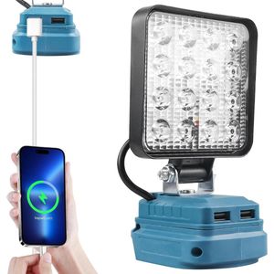 Accu-led-werklamp 18 V 18 W 5400 lumen met 2 USB-opladen - voor Makita - Bouwlamp