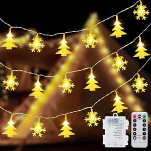 40LED 6M Sneeuwvlok Kerstboom String Lights - 8 Modes Afstandsbediening - Waterdicht - Kerst Decor