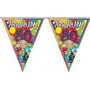 5x stuks Leeftijd versiering vlaggenlijn / vlaggetjes / slinger Abraham 50 jaar geworden thema 10 meter