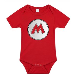 Bellatio Decorations Baby rompertje - loodgieter Mario - rood - kraam cadeau - babyshower - romper 92