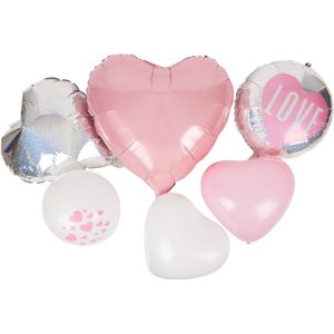 Valentijns Ballonnenset - Roze / Wit / Zilver- Party - Feest - Love balloons - Set van 16 ballonnen