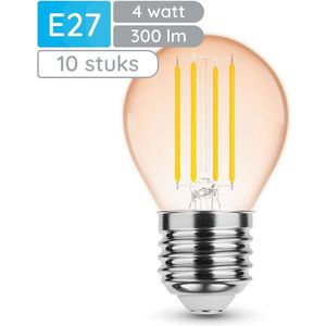 Modee E27 LED Lamp Dimbaar 4W - 300lm - 1800K - Warm Wit - LED Filament Amber Globe Mini P45 - Vervangt 28W Halogeen Gloeilamp - 10 stuks