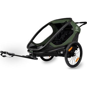 Hamax Outback Fietstrailer incl. Fietsarm & Kinderwagenwiel, groen/zwart