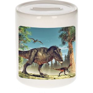Dieren dinosaurus t-rex foto spaarpot 9 cm jongens en meisjes - Cadeau spaarpotten dinosaurussen / dinosaurier liefhebber
