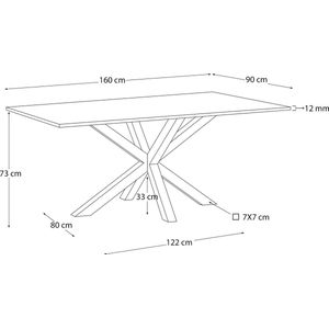 Argo eettafel 160x90 naturel / keramiek - LaForma