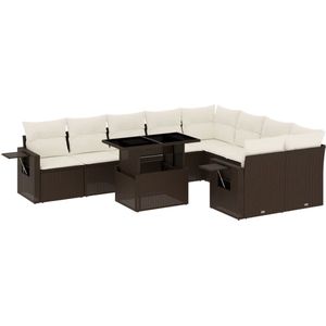 vidaXL Loungeset - 10-delig - Bruin - Inclusief Kussens Loungeset - Tuinmeubelen - Lounge Set - Pe Rattan - Outdoor Furniture