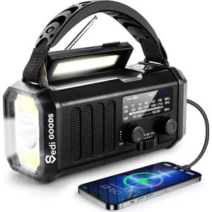 SEDI Noodradio Solar - 5 JAAR GARANTIE - 10.000 mAH Powerbank - 2025 - Radio - Wereldontvanger - Betrouwbare Noodvoorziening - Opwindbaar radio - Noodpakket - Solar powerbank radio - Zaklamp Oplaadbaar radio - Noodrantsoen - Survival Noodpakket