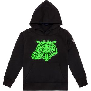 Most Hunted - kinder hoodie - tijger - zwart - fluor groen - maat 134/146