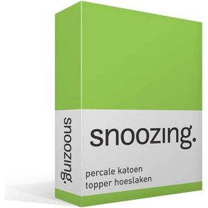 Snoozing - Topper - Hoeslaken  - Tweepersoons - 120x220 cm - Percale katoen - Lime