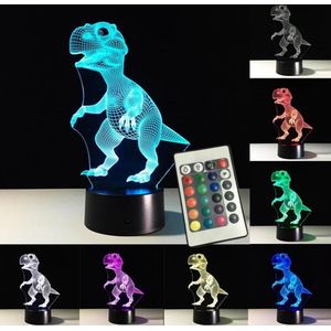 3D-nachtverlichting Remote control + usb kabel Kindernachtlamp Dinosaurus 7 LED-kleuren Veranderende verlichting afstandsbediening