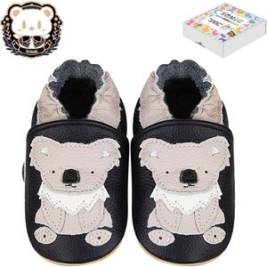 Somic Babyschoenen Jongens Leer - Baby Schoenen Meisjes Zachte Zool - Babyschoentjes Meisje Flexibele Zool - Antislip Eerste Loopschoentjes -Zachte Leren - maat L –12-18 maanden - 13 cm - Koalaworld.kgm