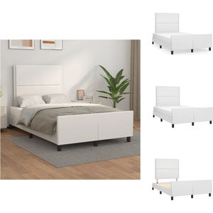 vidaXL Bedframe - Comfort - Hoofdeinde - 203 x 126 x 118/128 cm - Verstelbaar hoofdbord en ondersteuning - Wit kunstleer - Geschikt voor 120 x 200 cm matras - Bed