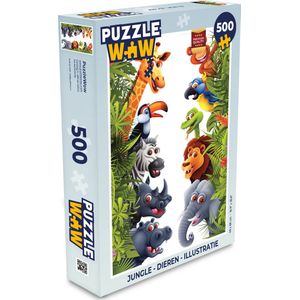 Puzzel Jungle - Dieren - Jongens - Meisjes - Giraf - Olifant - Kids - Legpuzzel - Puzzel 500 stukjes