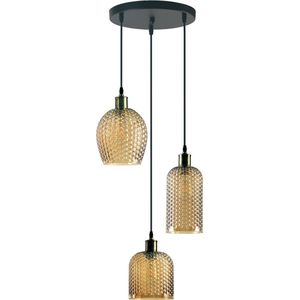 Moderne 3-lichts hanglamp met amber glas - Lana
