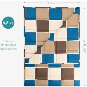 Verzwaringsdeken voor volwassenen 68 kg - 135 x 200 cm - Ontspannende verzwaarde deken - Katoenen deken met ruitpatroon