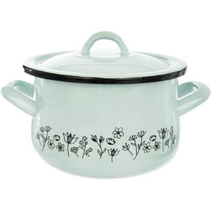 Kookpan Geëmailleerde met Deksel Blauw LOUKA 16 cm, 2,3 l - Kookpot - Soeppan