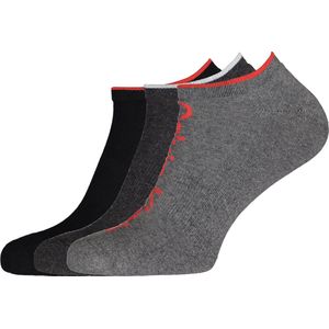 Calvin Klein herensokken Grant (3-pack) - onzichtbare lage sportsokken - grijs - zwart en grijs met rood - Maat: One size