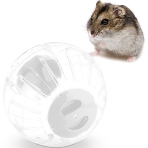 Relaxdays hamsterbal transparant - 18,5 cm - loopbal dwerghamster - muizenbal - wit