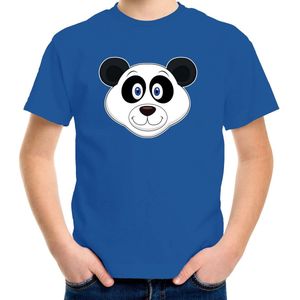 Cartoon panda t-shirt blauw voor jongens en meisjes - Kinderkleding / dieren t-shirts kinderen 134/140