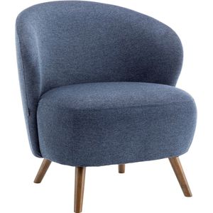 Oviala - Relaxfauteuil in hout en donkerblauwe stof