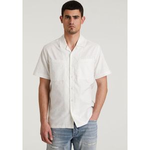 CHASIN' Shirt Heren - Regular Shirt Met Korte Mouwen - Bizz Linen - Off-White