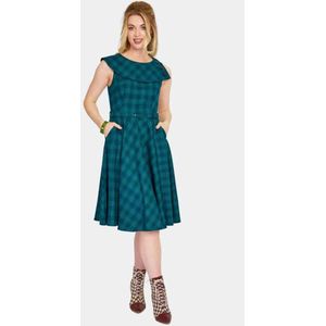 Voodoo Vixen - Green Checked Flare jurk - M - Groen