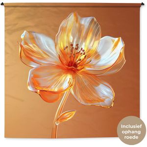Wandkleed 180x180 cm - Wanddoek Glazen - Bloem - Oranje - Wandtapijt - Wandkleden