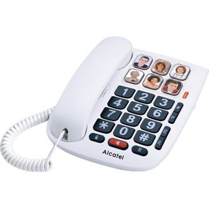 Alcatel TMAX10S Senioren huistelefoon vaste lijn Met 6 grote fotogeheugen toetsen voor slechtzienden en slechthorenden Wit