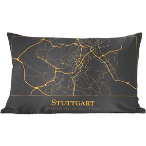 Sierkussens - Kussentjes Woonkamer - 50x30 cm - Kaart - Stuttgart - Goud - Zwart