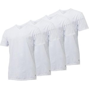 4-pak Heren T-shirts Gentlemen longfit, 100% katoen voorgekrompen wit V-hals 3XL