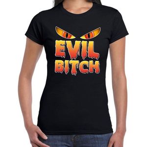 Halloween Halloween Evil Bitch verkleed t-shirt zwart voor dames - horror shirt / kleding / kostuum XS